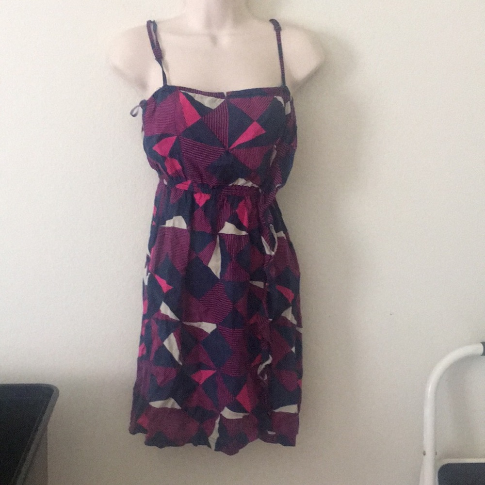 Gorgeous billabong summer beach dress casual vacation geometric design pink blue